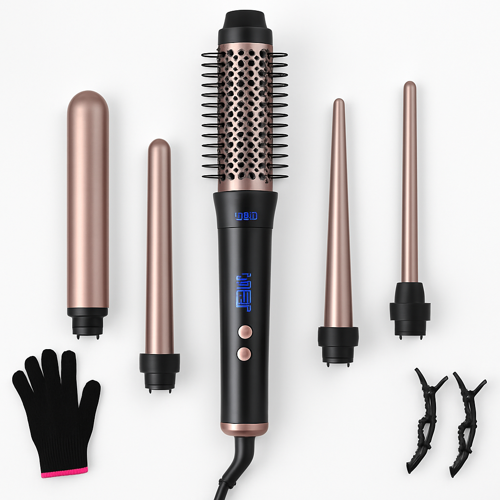 5-in-1 Curling Wand with 4 Barrels & Brush