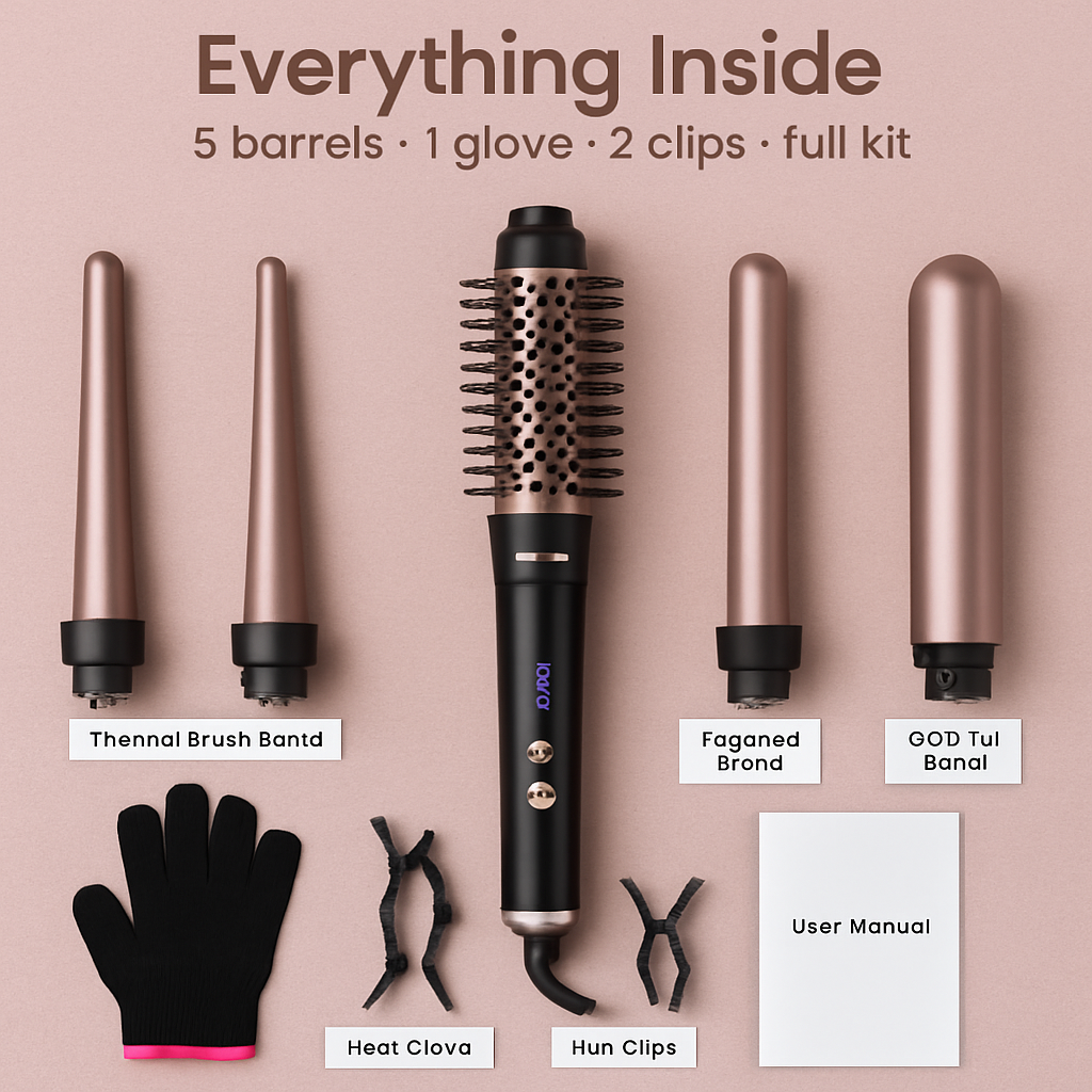5-in-1 Curling Wand with 4 Barrels & Brush